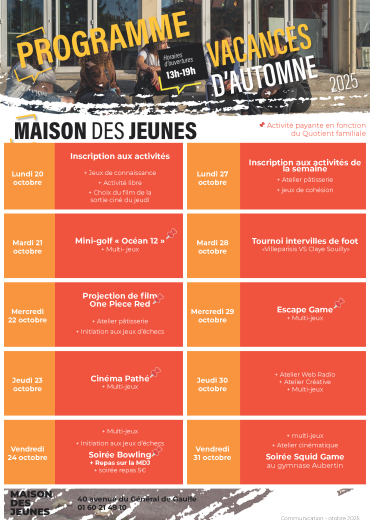 MDJ - vacances Toussaint