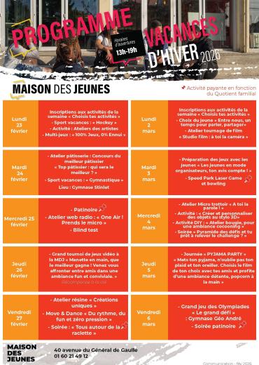 Programme vacances d'hiver jeunesse