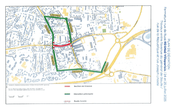 Plan de déviation fermeture rue de Ruzé