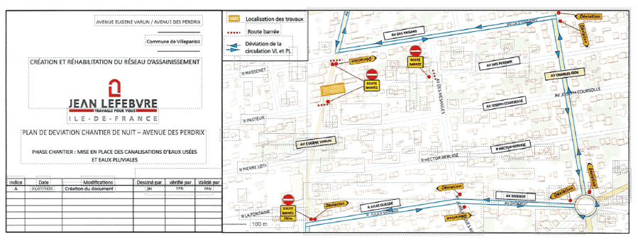 Plan de déviation avenue Eugène Varlin