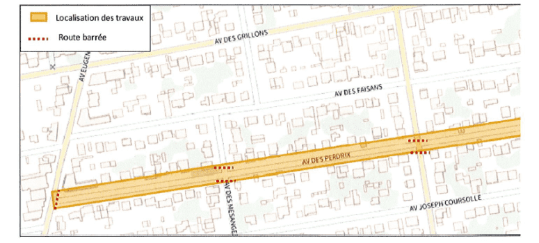 Plan de déviation avenue des perdrix