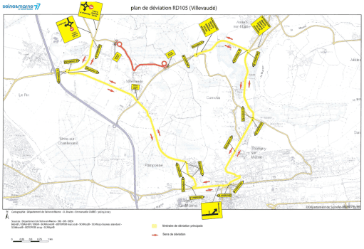 Plan de déviation RD105 Villevaudé