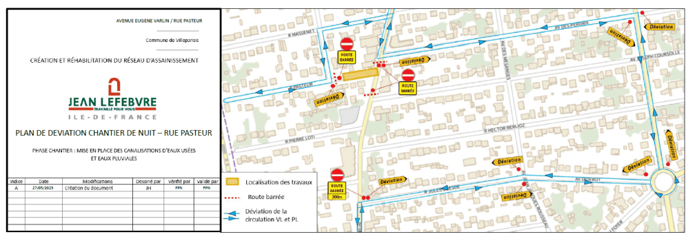 Travaux de nuit avenue Eugène Varlin