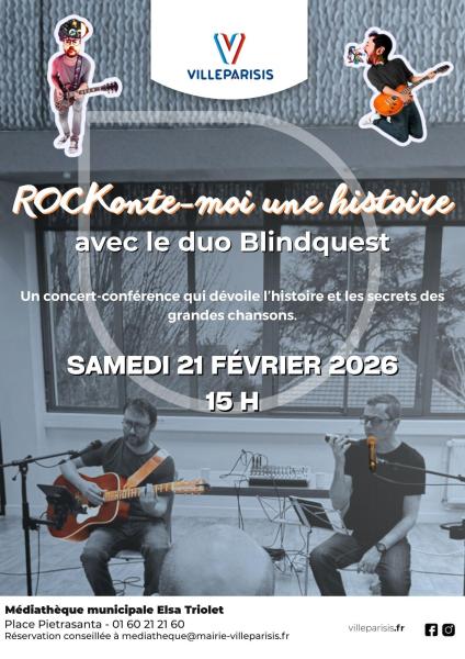 Concert-conférence Rockonte-moi une histoire avec le duo Blindquest