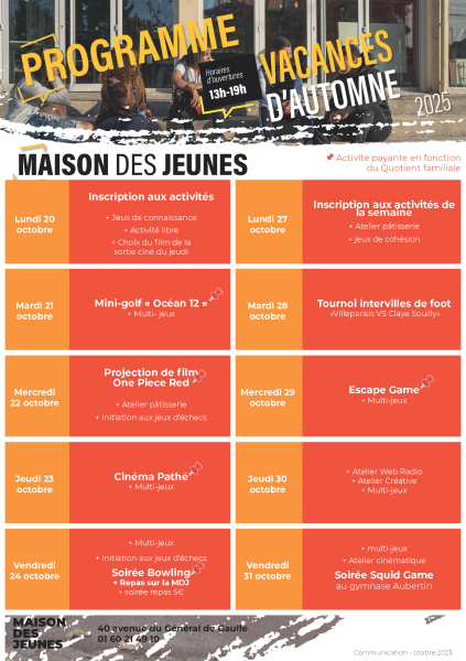MDJ - vacances Toussaint