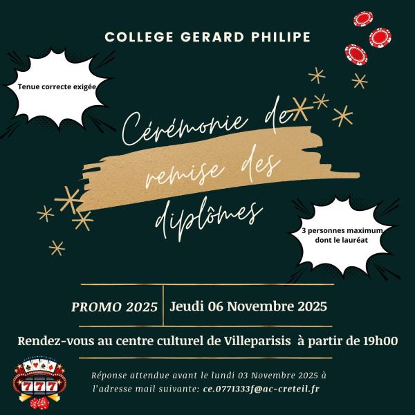 Cérémonie de remise des diplômes du Collège Gérard Philipe